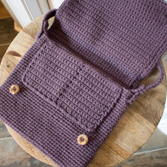 Messenger Bag - Crocheted Purple Shoulder Bag - Picture 2 of 8